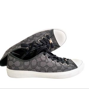 Coach Empire Black Smoke Low Top Signature Lace Sneakers Size 10